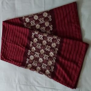 Burgundy and Gold Embroidered Shower Curtain